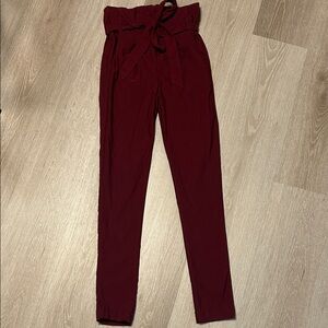 Active USA Women's Burgundy Paperbag Waist Pants